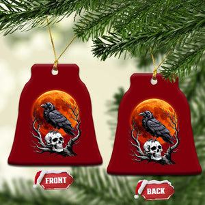 Gothic Raven on Skull Blood Moon Ceramic Ornament Spooky Halloween Macabre Dark Art Graphic TS02 Print Your Wear