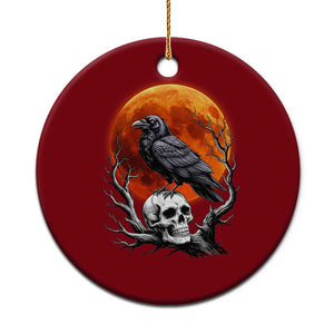 Gothic Raven on Skull Blood Moon Ceramic Ornament Spooky Halloween Macabre Dark Art Graphic TS02 1pc Red Print Your Wear