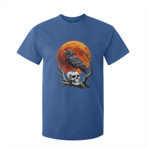Gothic Raven on Skull Blood Moon T Shirt For Kid Spooky Halloween Macabre Dark Art Graphic TS02 Royal Blue Print Your Wear
