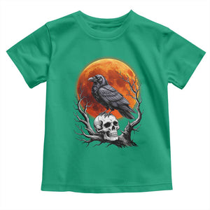 Gothic Raven on Skull Blood Moon Toddler T Shirt Spooky Halloween Macabre Dark Art Graphic TS02 Irish Green Print Your Wear