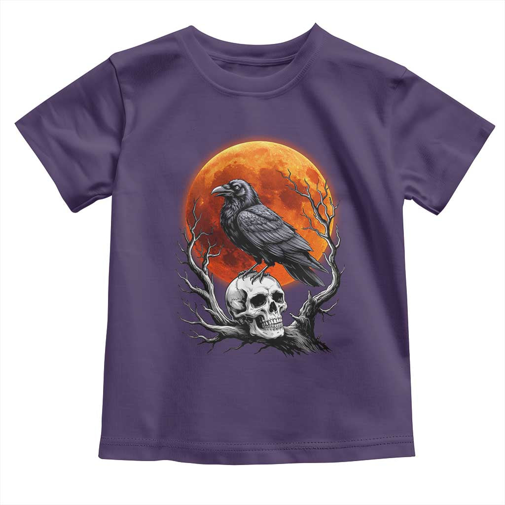 Gothic Raven on Skull Blood Moon Toddler T Shirt Spooky Halloween Macabre Dark Art Graphic TS02 Purple Print Your Wear
