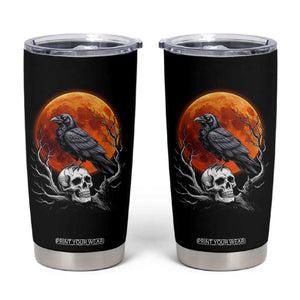 Gothic Raven on Skull Blood Moon Tumbler Cup Spooky Halloween Macabre Dark Art Graphic TS02 Black Print Your Wear