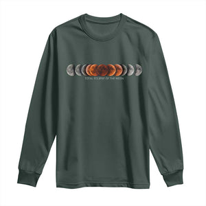 Total Eclipse of the Moon Phases Long Sleeve Shirt Blood Moon Space Astronomy Celestial Graphic TS02 Dark Forest Green Print Your Wear