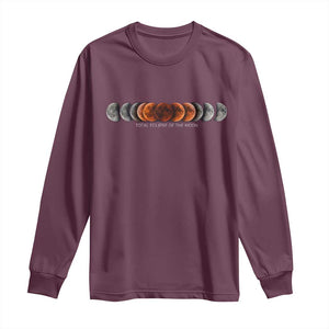 Total Eclipse of the Moon Phases Long Sleeve Shirt Blood Moon Space Astronomy Celestial Graphic TS02 Maroon Print Your Wear
