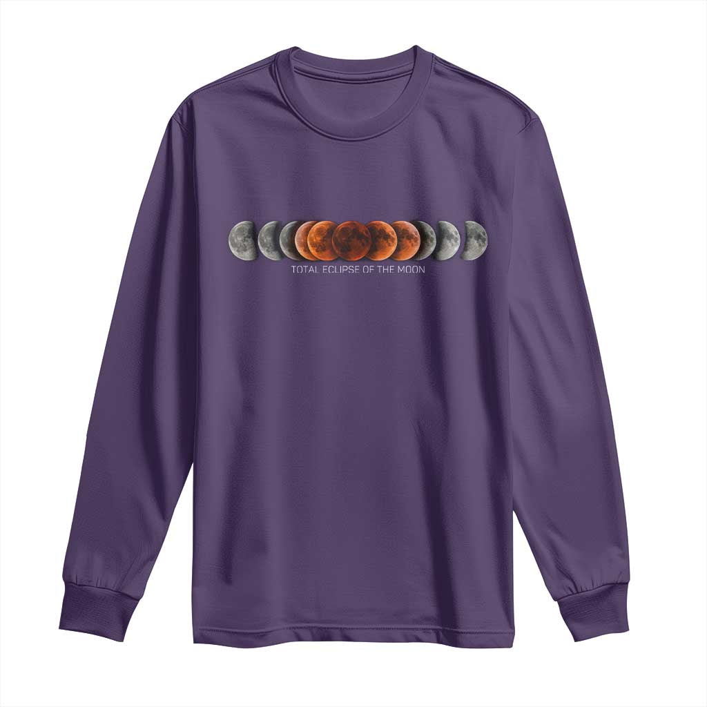 Total Eclipse of the Moon Phases Long Sleeve Shirt Blood Moon Space Astronomy Celestial Graphic TS02 Purple Print Your Wear