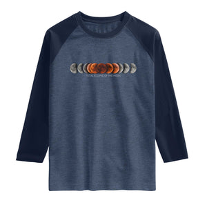 Total Eclipse of the Moon Phases Raglan Shirt Blood Moon Space Astronomy Celestial Graphic TS02 Heather Denim Navy Print Your Wear