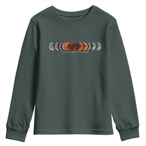 Total Eclipse of the Moon Phases Youth Sweatshirt Blood Moon Space Astronomy Celestial Graphic TS02 Dark Forest Green Print Your Wear