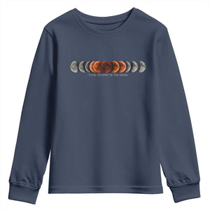 Total Eclipse of the Moon Phases Youth Sweatshirt Blood Moon Space Astronomy Celestial Graphic TS02 Navy Print Your Wear