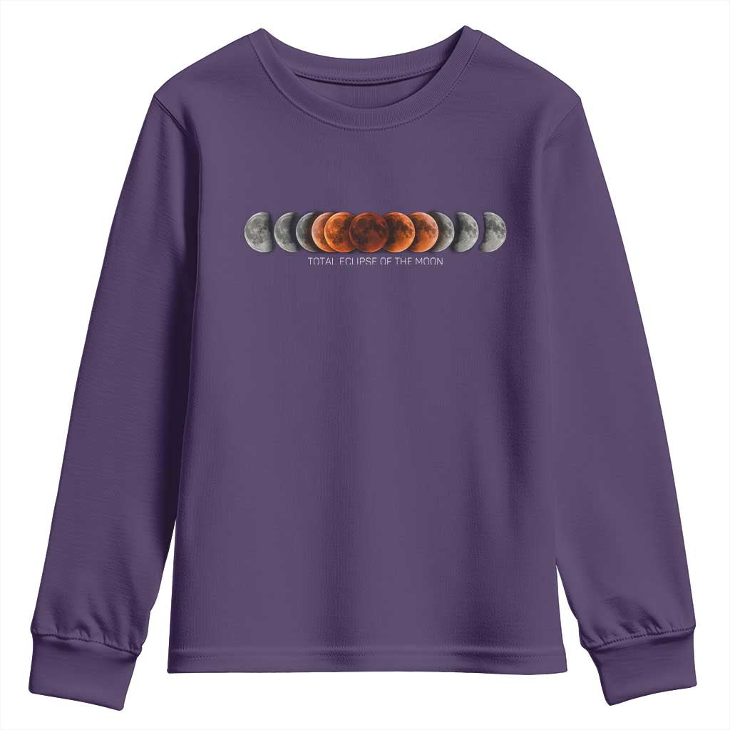 Total Eclipse of the Moon Phases Youth Sweatshirt Blood Moon Space Astronomy Celestial Graphic TS02 Purple Print Your Wear