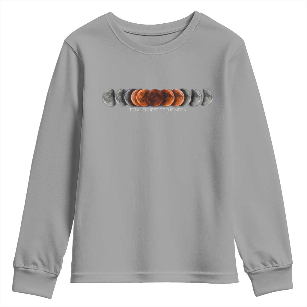 Total Eclipse of the Moon Phases Youth Sweatshirt Blood Moon Space Astronomy Celestial Graphic TS02 Sport Gray Print Your Wear