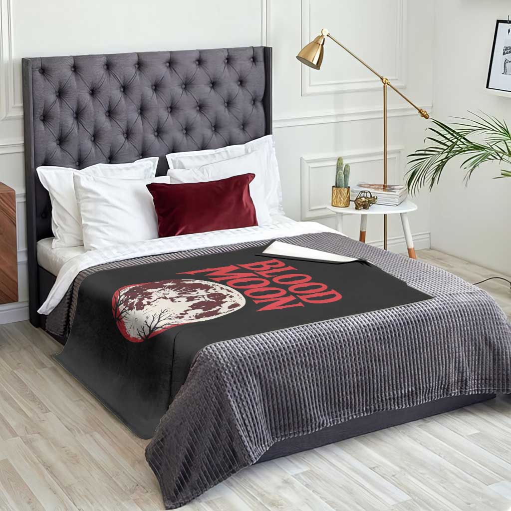 Retro Blood Moon Graphic Throw Blanket Mystic Celestial Gothic Astronomy Art TS02 Print Your Wear