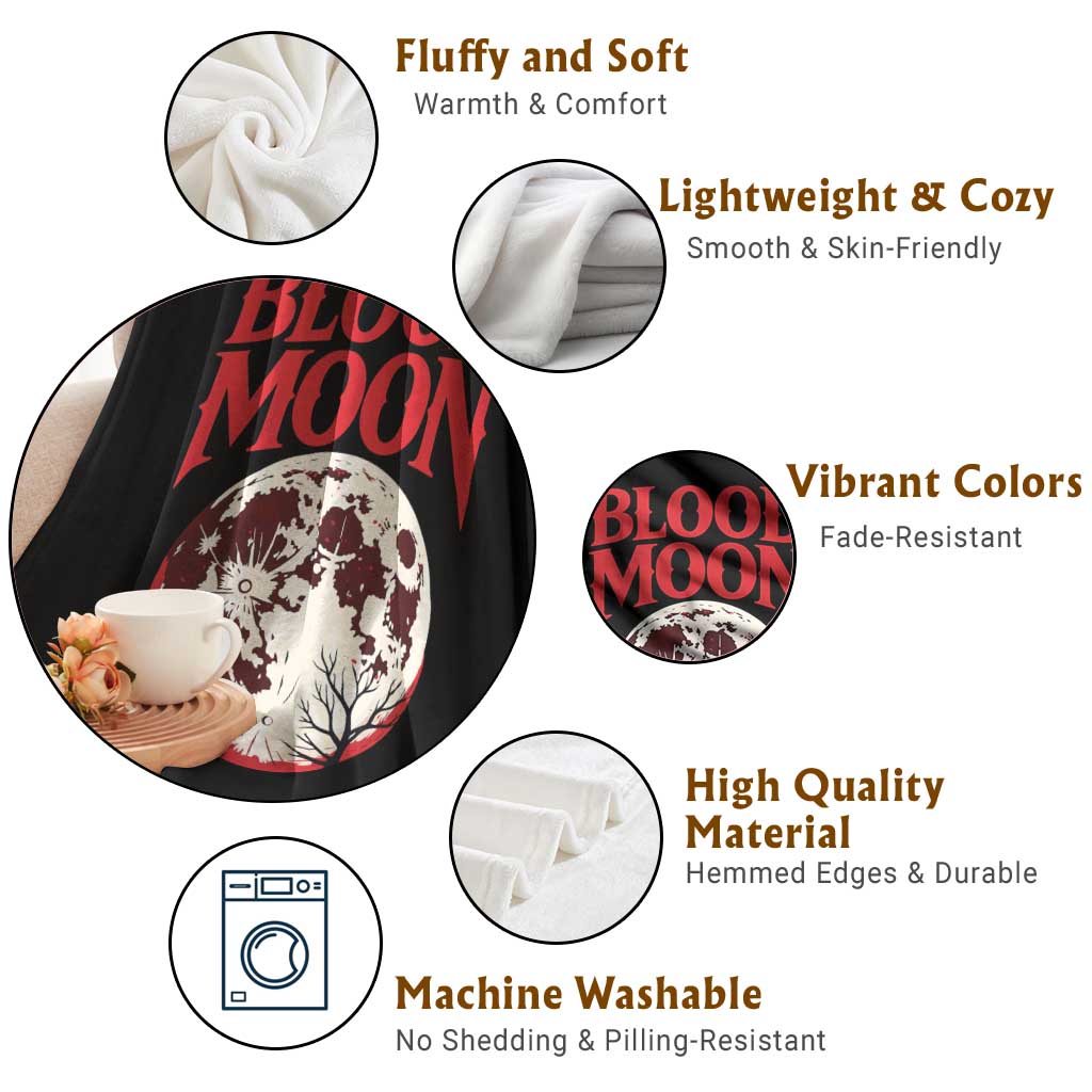 Retro Blood Moon Graphic Throw Blanket Mystic Celestial Gothic Astronomy Art TS02 Print Your Wear