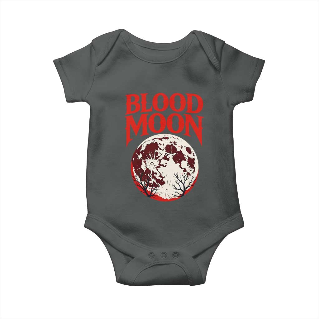 Retro Blood Moon Graphic Baby Onesie Mystic Celestial Gothic Astronomy Art TS02 Dark Heather Print Your Wear