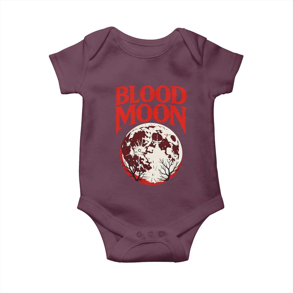 Retro Blood Moon Graphic Baby Onesie Mystic Celestial Gothic Astronomy Art TS02 Maroon Print Your Wear