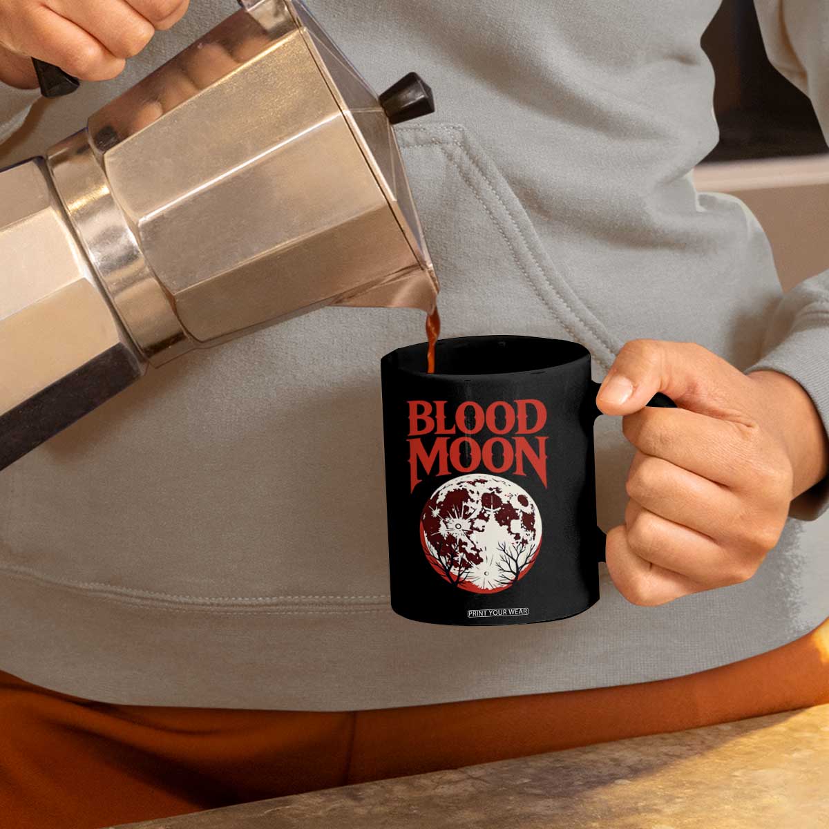Retro Blood Moon Graphic Coffee Mug Mystic Celestial Gothic Astronomy Art TS02 Print Your Wear