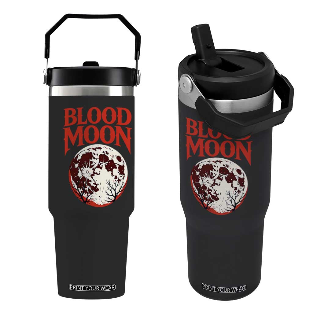 Retro Blood Moon Graphic Flip Straw Tumbler Mystic Celestial Gothic Astronomy Art TS02 One Size: 30 oz Black Print Your Wear