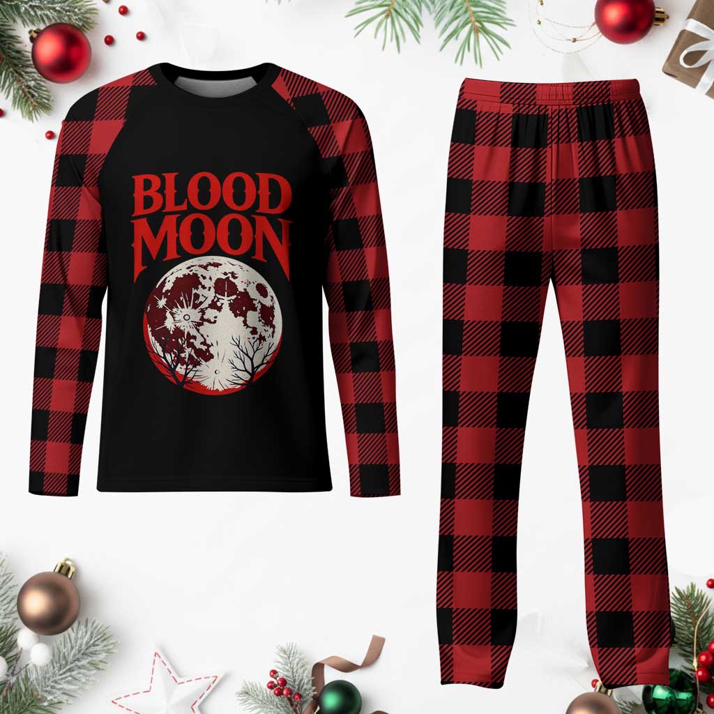 Retro Blood Moon Graphic Plaid Pajama Set Mystic Celestial Gothic Astronomy Art TS02 Buffalo Plaid Print Your Wear