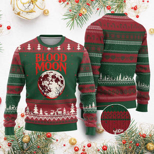 Retro Blood Moon Graphic Ugly Christmas Sweater Mystic Celestial Gothic Astronomy Art TS02 Red Green Print Your Wear