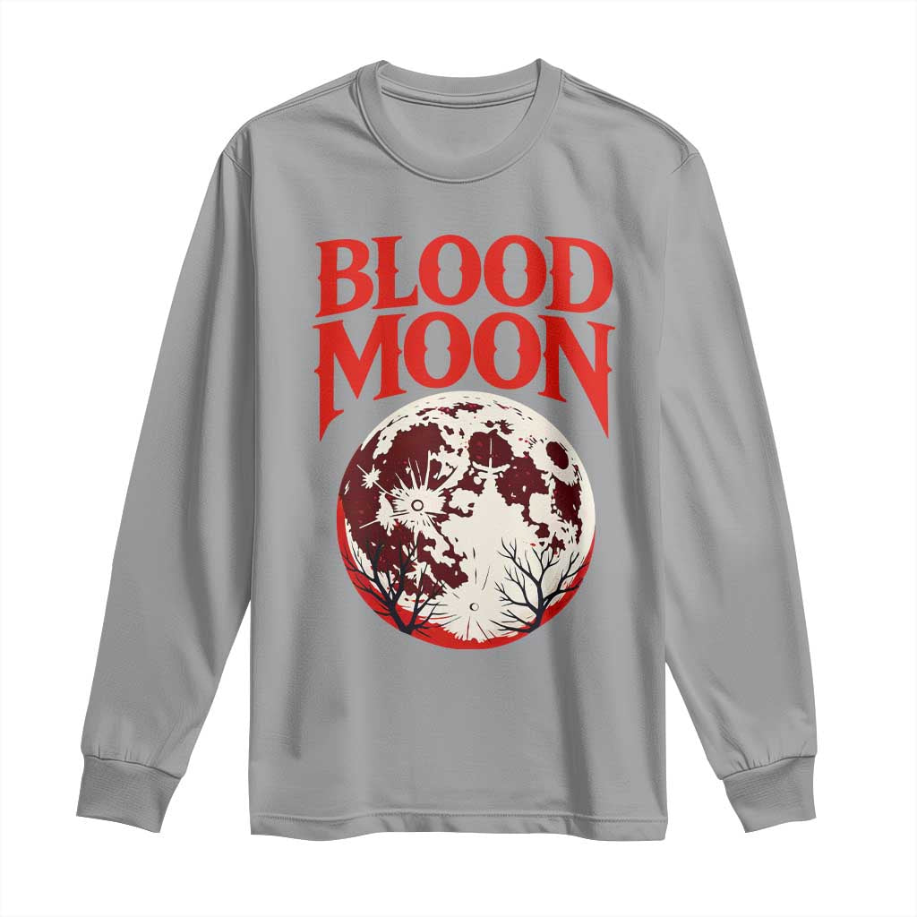 Retro Blood Moon Graphic Long Sleeve Shirt Mystic Celestial Gothic Astronomy Art TS02 Sport Gray Print Your Wear