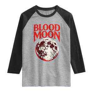 Retro Blood Moon Graphic Raglan Shirt Mystic Celestial Gothic Astronomy Art TS02 Heather Gray Black Print Your Wear