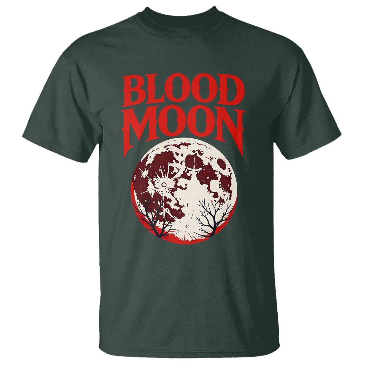 Retro Blood Moon Graphic T Shirt Mystic Celestial Gothic Astronomy Art TS02 Dark Forest Green Print Your Wear