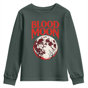 Retro Blood Moon Graphic Youth Sweatshirt Mystic Celestial Gothic Astronomy Art TS02 Dark Forest Green Print Your Wear
