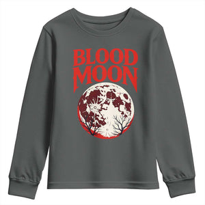 Retro Blood Moon Graphic Youth Sweatshirt Mystic Celestial Gothic Astronomy Art TS02 Dark Heather Print Your Wear