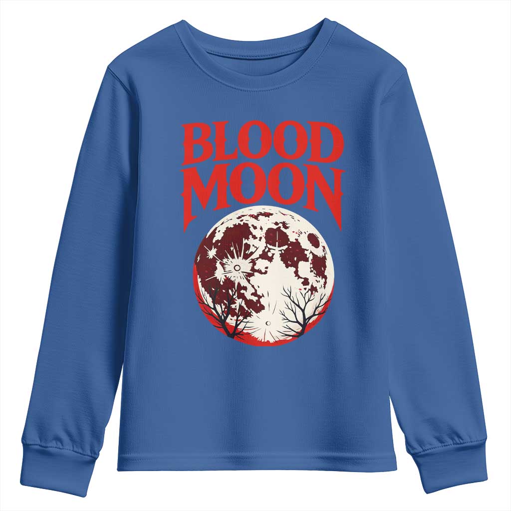 Retro Blood Moon Graphic Youth Sweatshirt Mystic Celestial Gothic Astronomy Art TS02 Royal Blue Print Your Wear