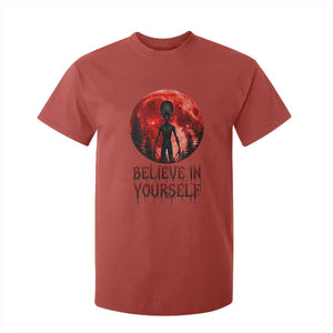Creepy Alien Believe In Yourself T Shirt For Kid Funny Blood Moon Sci-Fi Horror Graphic TS02 Red Print Your Wear