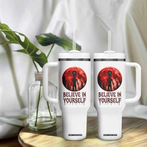 Creepy Alien Believe In Yourself Tumbler With Handle Funny Blood Moon Sci-Fi Horror Graphic TS02 Print Your Wear