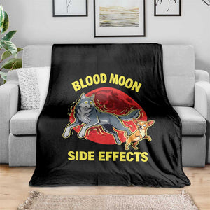 Funny Blood Moon Side Effects Wolf and Chihuahua Dog Humor Graphic Throw Blanket TS02 Print Your Wear