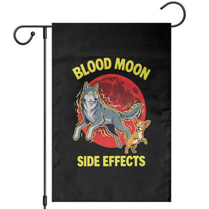 Funny Blood Moon Side Effects Wolf and Chihuahua Dog Humor Graphic Garden Flag TS02 Black Print Your Wear
