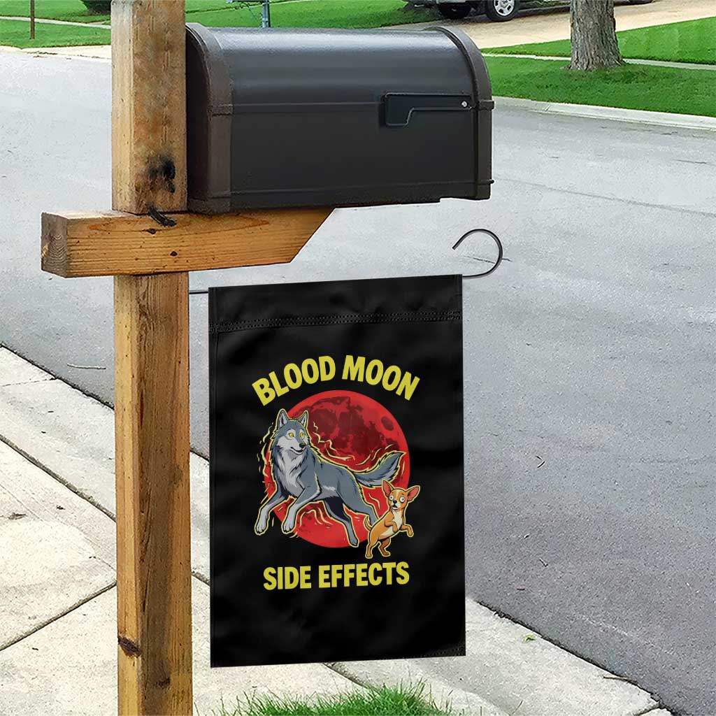 Funny Blood Moon Side Effects Wolf and Chihuahua Dog Humor Graphic Garden Flag TS02 Print Your Wear