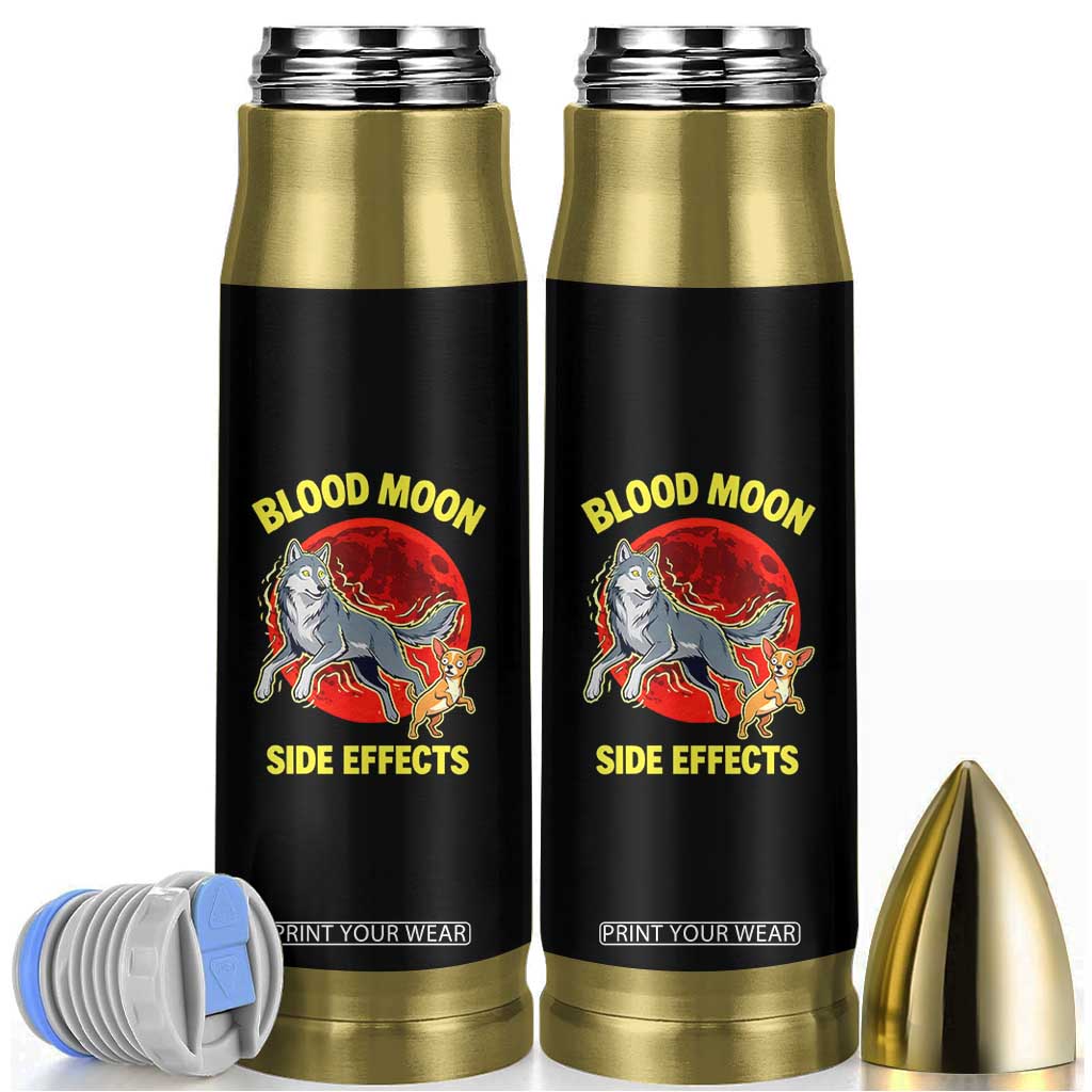 Funny Blood Moon Side Effects Wolf and Chihuahua Dog Humor Graphic Bullet Tumbler TS02 Black Print Your Wear