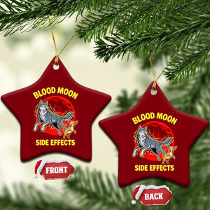 Funny Blood Moon Side Effects Wolf and Chihuahua Dog Humor Graphic Ceramic Ornament TS02 Print Your Wear