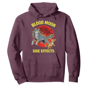 Funny Blood Moon Side Effects Wolf and Chihuahua Dog Humor Graphic Hoodie TS02 Maroon Print Your Wear