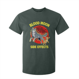 Funny Blood Moon Side Effects Wolf and Chihuahua Dog Humor Graphic T Shirt For Kid TS02 Dark Forest Green Print Your Wear