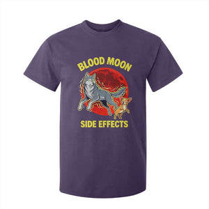 Funny Blood Moon Side Effects Wolf and Chihuahua Dog Humor Graphic T Shirt For Kid TS02 Purple Print Your Wear