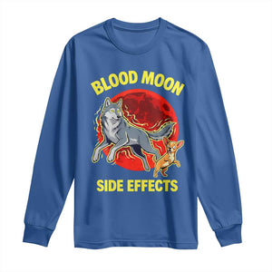 Funny Blood Moon Side Effects Wolf and Chihuahua Dog Humor Graphic Long Sleeve Shirt TS02 Royal Blue Print Your Wear