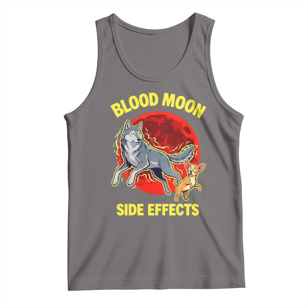 Funny Blood Moon Side Effects Wolf and Chihuahua Dog Humor Graphic Tank Top TS02 Deep Heather Print Your Wear