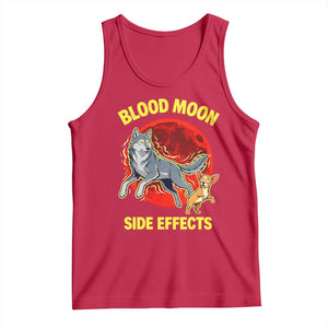 Funny Blood Moon Side Effects Wolf and Chihuahua Dog Humor Graphic Tank Top TS02 Red Print Your Wear