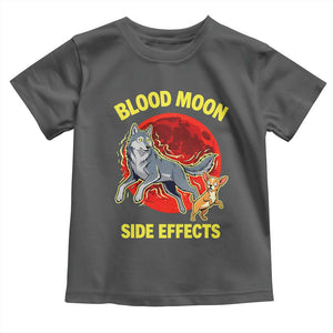 Funny Blood Moon Side Effects Wolf and Chihuahua Dog Humor Graphic Toddler T Shirt TS02 Dark Heather Print Your Wear