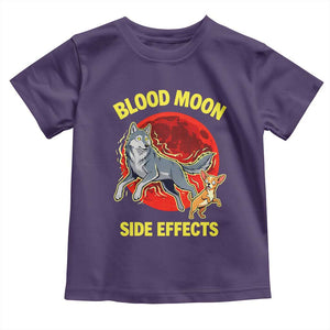 Funny Blood Moon Side Effects Wolf and Chihuahua Dog Humor Graphic Toddler T Shirt TS02 Purple Print Your Wear