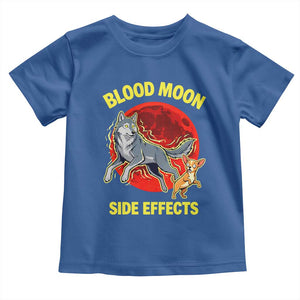 Funny Blood Moon Side Effects Wolf and Chihuahua Dog Humor Graphic Toddler T Shirt TS02 Royal Blue Print Your Wear
