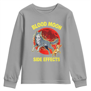Funny Blood Moon Side Effects Wolf and Chihuahua Dog Humor Graphic Youth Sweatshirt TS02 Sport Gray Print Your Wear