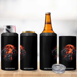 Majestic Three Wolves Howling at Red Blood Moon Graphic 4 in 1 Can Cooler Tumbler Wild Nature with Celestial Astronomy TS02 Print Your Wear