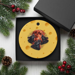 Majestic Three Wolves Howling at Red Blood Moon Graphic Ceramic Ornament Wild Nature with Celestial Astronomy TS02 1pc Yellow Cheese Print Your Wear