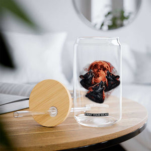 Majestic Three Wolves Howling at Red Blood Moon Graphic Glass Can Wild Nature with Celestial Astronomy TS02 Print Your Wear