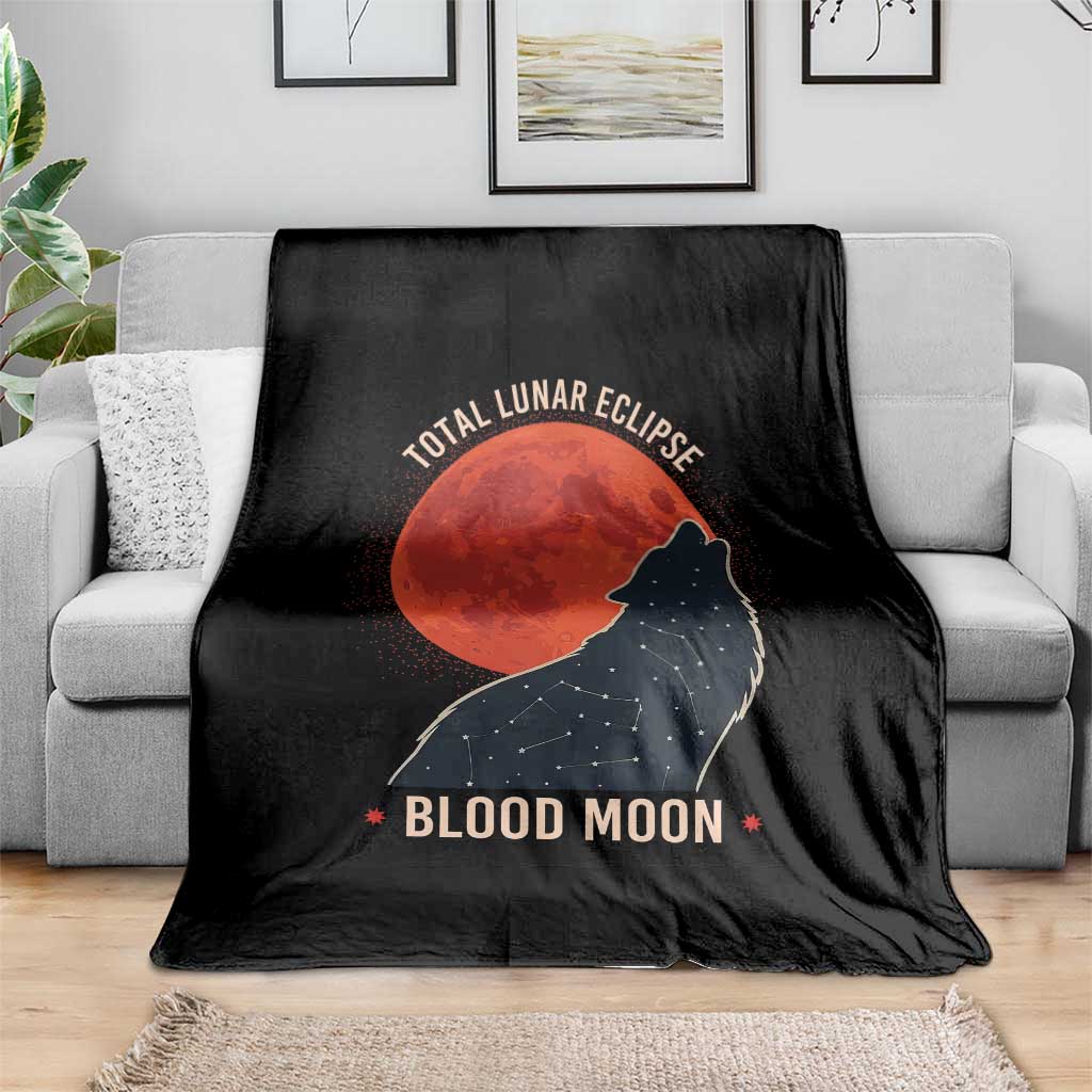 Total Lunar Eclipse March 3 2026 Throw Blanket Constellation Wolf Souvenir Graphic TS02 Print Your Wear