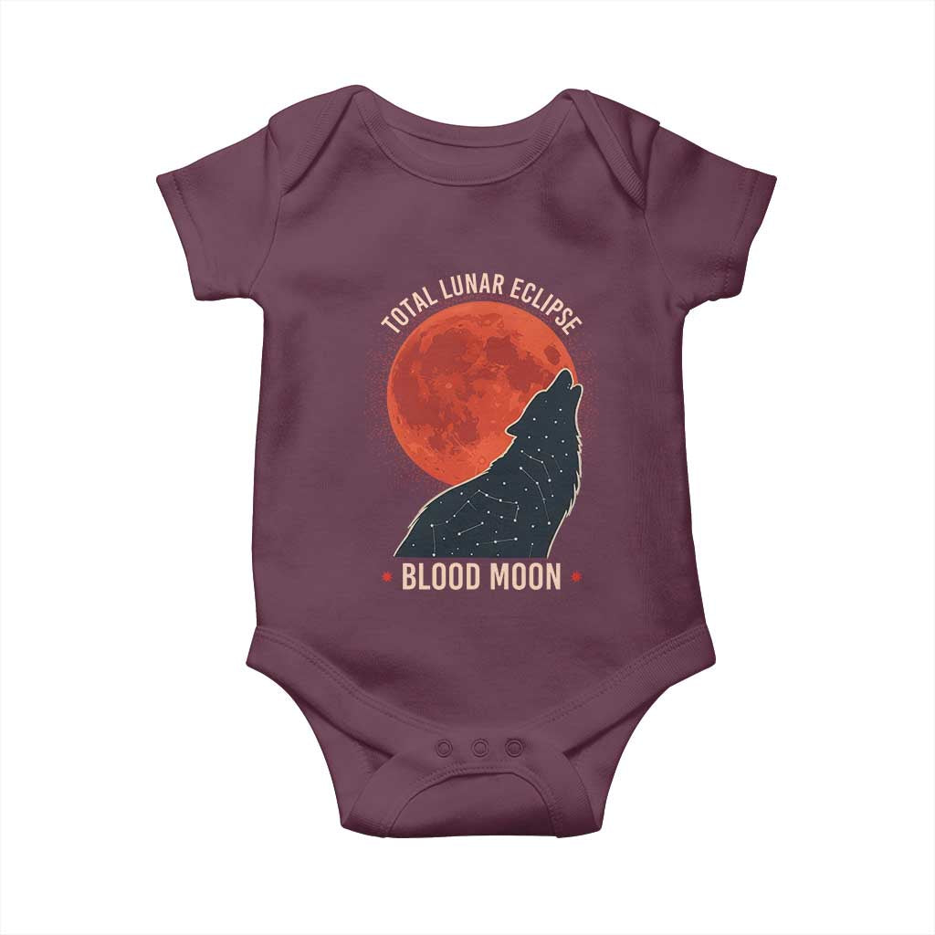 Total Lunar Eclipse March 3 2026 Baby Onesie Constellation Wolf Souvenir Graphic TS02 Maroon Print Your Wear